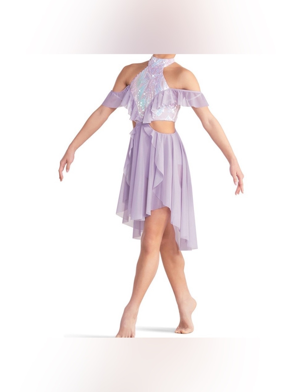 Tenth House Lavender Dance Costume Cold-Shoulder Dress Sz Small Adult